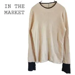 インザマーケット 配色リブ長袖ニットトップス バイカラー カラーブロック