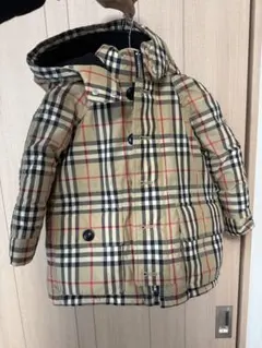 BURBERRY チェック柄フード付きダウンコート