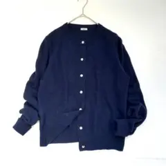 イエナ カシミヤ100%クルーネック カーディガン ネイビー 金ボタン