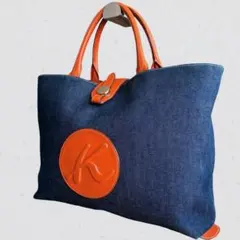 希少/A4◎!! Kitamura キタムラ トートバッグ デニム デカロゴ