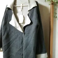 新品リンネル掲載ロングカーデ グレー