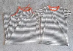 ストライプ柄キャミワンピースとTシャツセット