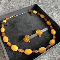 極美品✨ 天然琥珀 ネックレス イヤリング　K18 アクセサリー