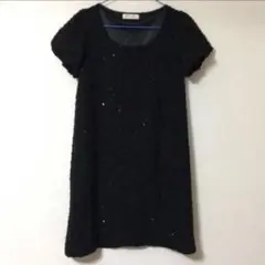 値下げ　OFUON オフオン　スパンコール　ワンピース パフスリーブ