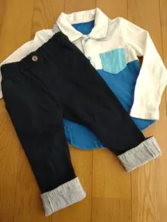 Moujonjonシャツ＆GLOBAL WORK七分丈パンツ