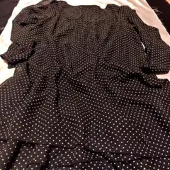 【美品】a.v.v standard ベージュドット柄長袖ブラックミニワンピース