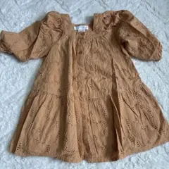 ZARA 刺繍入りブラウンワンピース 98cm