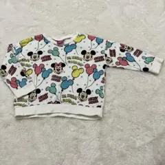 90cm Disney ミッキー＆ミニー 総柄トレーナー　裏毛　ディズニー