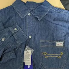 タグ付未使用】グラニフ ナガスギルイヌ デニムシャツ M カレッジロゴ 