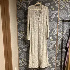 全面レースロングカーディガン
