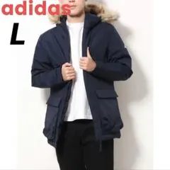 L）アディダス adidas メンズ 中綿 フード付きパーカー コートジャンパー
