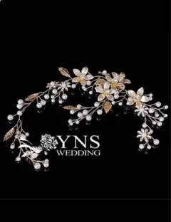 フラワー パール ヘッドドレス ゴールド ブライダル 結婚式