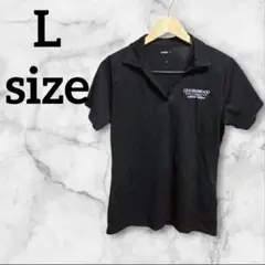 【L】 ポロシャツ 黒 ブラック スポーツ ウェア ゴルフ 無地 シンプル レア