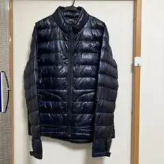 キスマーク　ダウンジャケット　XOサイズ　ブラック×ネイビーのチェック柄