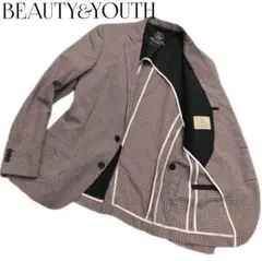 【訳有売り切り】ビューティアンドユース　チェック　モヘヤ混　テーラードジャケット