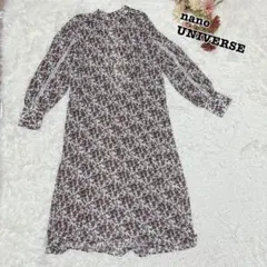 s.1241【ナノユニバース】長袖 ロング ワンピース バックオープン 花柄