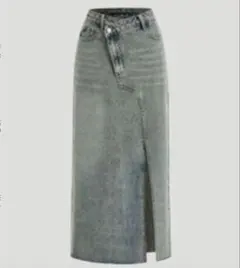 ミディアムウォッシュ デニ厶スリットロングスカート
