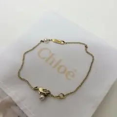 クロエ ブレスレット ゴールドカラー パール ロゴ 刻印
