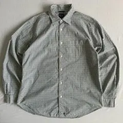 00's GAP ギンガムチェック シャツ　グリーン × ネイビー