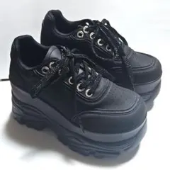 厚底キラキラインヒールスニーカー ブラック