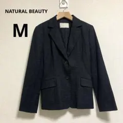 ナチュラルビューティ テーラードジャケット ブラック 羊毛 カシミヤ M