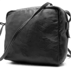 美品● LOEWE ロエベ ショルダーバッグ アナグラム ブラック レザー