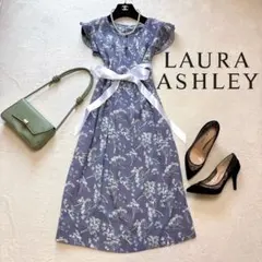 【美品✨】ローラアシュレイ 花柄 フリル フレンチスリーブ ワンピース ボタン