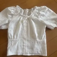 ホワイト フリル 半袖 ブラウス