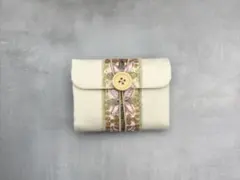 【送料無料】コインスルー三つ折り財布　コットン　インド刺繍