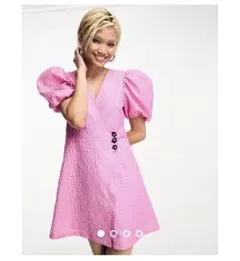 シスタージェーン　パフスリーブ　ラップミニドレス　ピンク