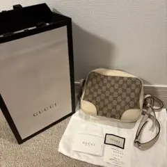 GUCCI ショルダーバッグ ホワイト/ブラウン　GGキャンバス　449413
