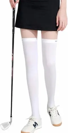 골프 양말, 양말, 촉감이 시원함, UV 컷, UPF 50+ (무릎 위), 흰색