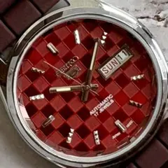 セイコー5オーバーホール済デイ表示自動巻ヴィンテージ70Sレッド セイコー5☆オーバーホール済☆デイデイト☆ヴィンテージ70S☆レッド赤
