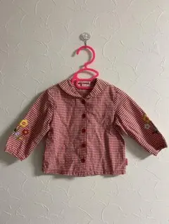 ミキハウス　レトロ　セーラー襟　チェックシャツ