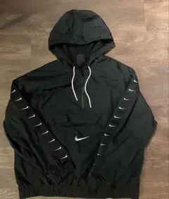 90s NIKE 銀タグ ナイキ アノラックパーカー ジャージ センターロゴ 黒