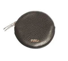 FURLA ブラックレザー ラウンド　コインケース