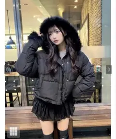 新品GRL マルチWayフード付きファーダウンジャケット黒