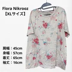 フローラルプリント 半袖Tシャツ　花柄　【XL】 ガーリー　ピンク