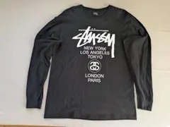 【美品】STUSSY ワールドツアー 長袖ロングTシャツ ブラック Lサイズのサムネイル