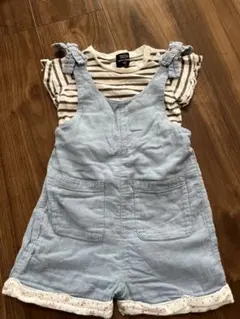 petit main Tシャツ＆オーバーオールセット　サイズ80
