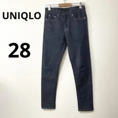 美品　ユニクロ　メンズ　ネイビー　28 スリムストレートジーンズ　セルビッジ