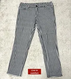 大きいサイズ　Live in comfort チェック　ストレッチ　パンツ