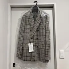 未使用 グレー チェック柄 ダブルブレストジャケット