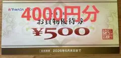 ヤマダデンキ　優待券4000円分