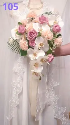 105C大型 胡蝶蘭を使ったブーケ＆ブートニア　フォト婚　インテリア