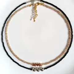 №807　ビーズ重ね付けチョーカー＆ネックレス　ハンドメイド