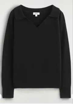 COS メリノウール ポロセーター ブラック