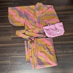 茶道お稽古着　二部式（上下セットアップ）着物　手提げ収納袋付きのサムネイル