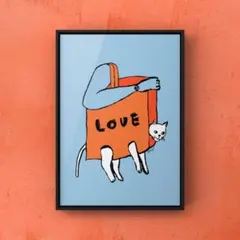 ★A4フレーム付き★オリジナル アートポスター MY CAT インテリア 猫