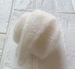 ソフィースカーフ　ホワイトモヘア手編みマフラー